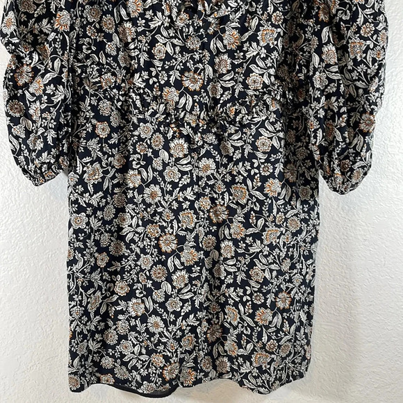 ZARA Black White Printed Floral Ruffle Mini Dress Size Small - Picture 8 of 16